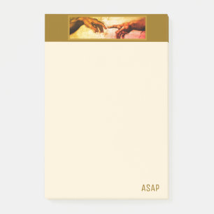 Michelangelo-händer Vintagekonst ASAP på elfenben Post-it Block