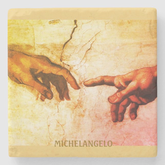 Michelangelo Händer Vintagekonst Stenunderlägg (Framsidan)
