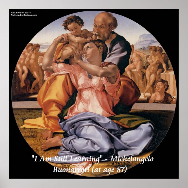 Michelangelo konst & berömd "Lärande" Citat Affisc Poster (Framsidan)