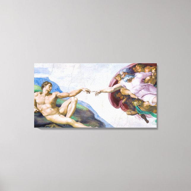 Michelangelo - Skapande av Adam Isolated Canvastryck (Framsida)