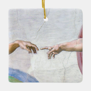 Michelangelo - Skapande av Adam Isolated Julgransprydnad Keramik