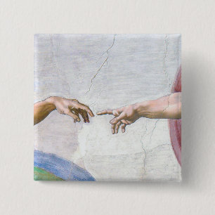 Michelangelo - Skapande av Adam Isolated Knapp