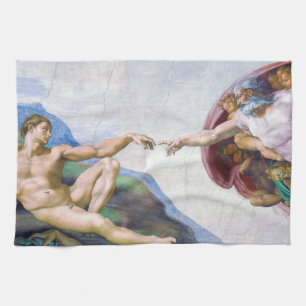 Michelangelo - Skapande av Adam Isolated Kökshandduk