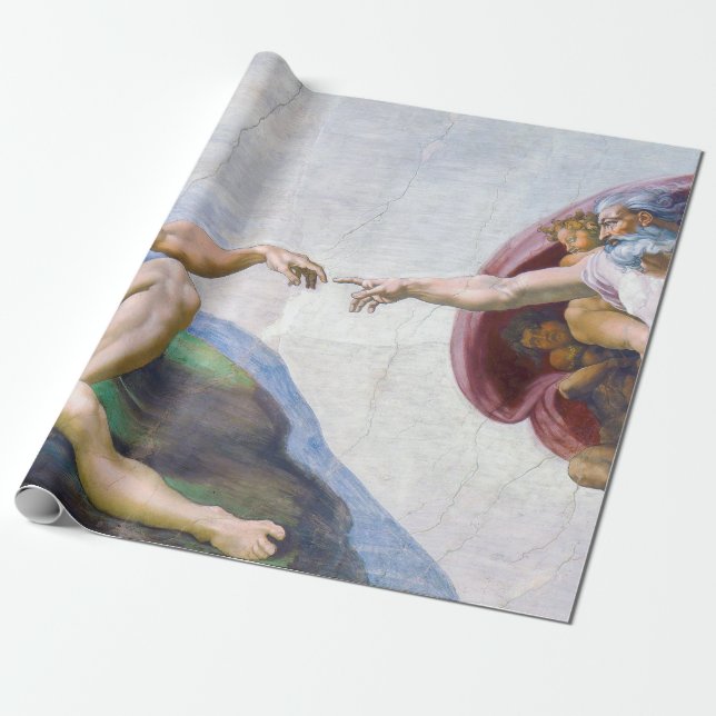 Michelangelo - Skapande av Adam Isolated Presentpapper (Utrullad)