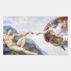 Michelangelo - Skapande av Adam Isolated Rektangulärt Klistermärke