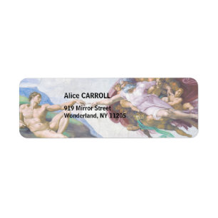 Michelangelo - Skapande av Adam Isolated Returadress Etikett