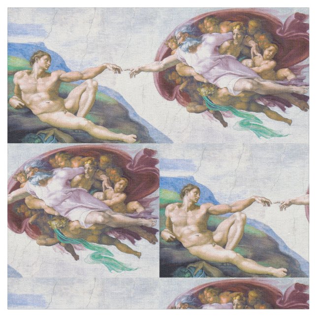 Michelangelo - Skapande av Adam Isolated Tyg (Närbild)