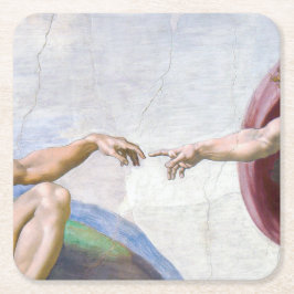 Michelangelo - Skapande av Adam Isolated Underlägg Papper Kvadrat
