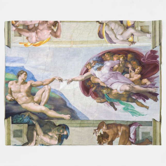 Michelangelo - Skapande av Adam, Sistine Chapel Fleecefilt (Framsidan (Horisontell))