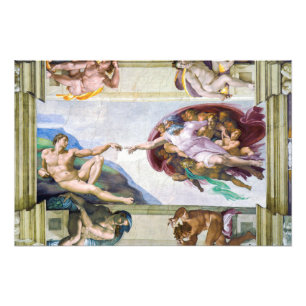 Michelangelo - Skapande av Adam, Sistine Chapel Fototryck