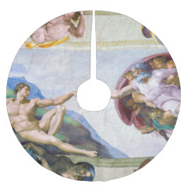 Michelangelo - Skapande av Adam, Sistine Chapel Julgransmatta Borstad Polyester