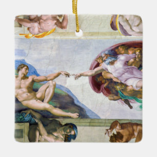 Michelangelo - Skapande av Adam, Sistine Chapel Julgransprydnad Keramik