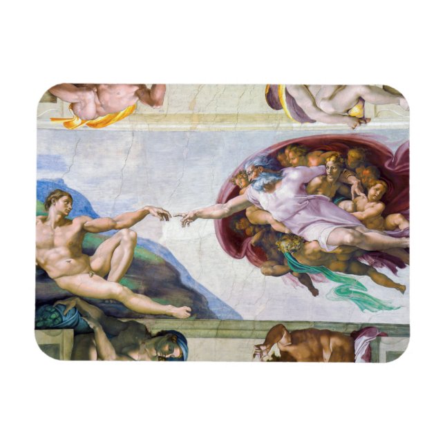 Michelangelo - Skapande av Adam, Sistine Chapel Magnet (Horisontell)