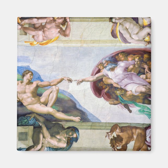 Michelangelo - Skapande av Adam, Sistine Chapel Magnet (Framsidan)