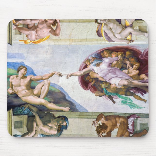 Michelangelo - Skapande av Adam, Sistine Chapel Musmatta (Framsidan)
