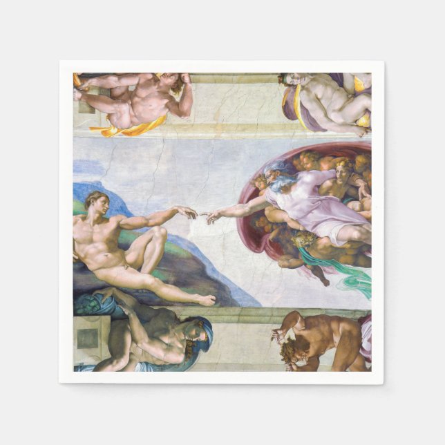 Michelangelo - Skapande av Adam, Sistine Chapel Pappersservett (Framsidan)