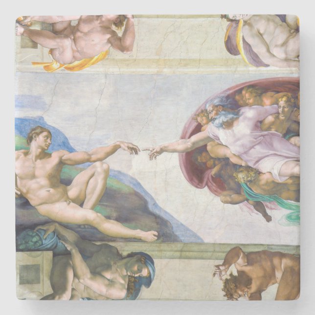 Michelangelo - Skapande av Adam, Sistine Chapel Stenunderlägg (Framsidan)