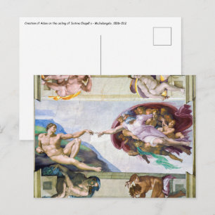 Michelangelo - Skapande av Adam, Sistine Chapel Vykort