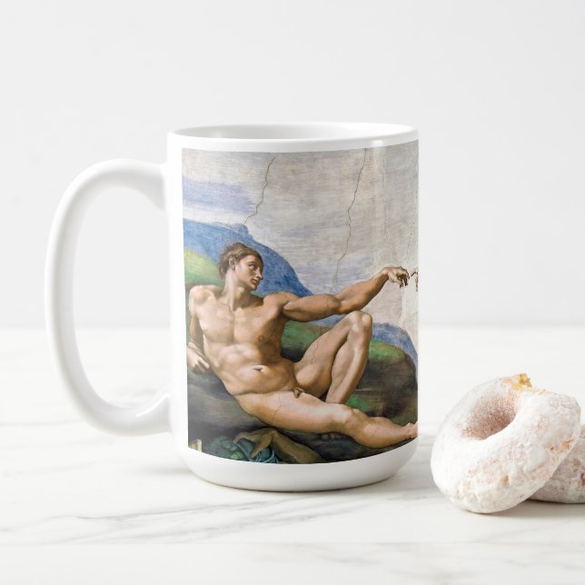 Michelangelo Skapelsen av Adam Finkonst Kaffemugg (Med munk)