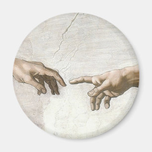 Michelangelo Skapelsen av Adam Händer Finkonst Magnet