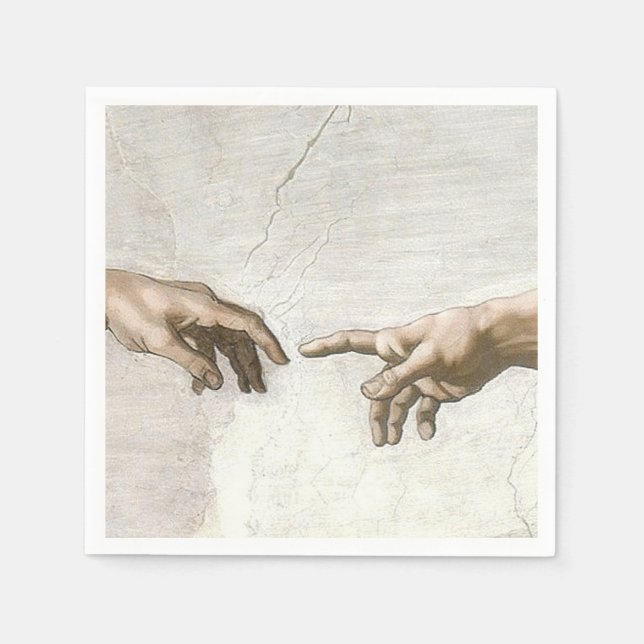 Michelangelo Skapelsen av Adam Händer Finkonst Pappersservett (Framsidan)