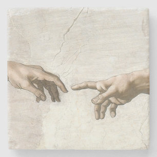 Michelangelo Skapelsen av Adam Händer Finkonst Stenunderlägg