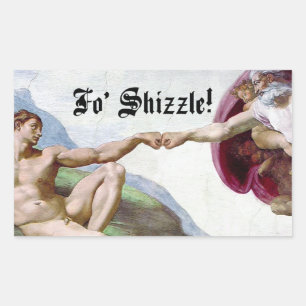 Michelangelo Skapelsen Av Mannen Fist Bump Fo Shiz Rektangulärt Klistermärke