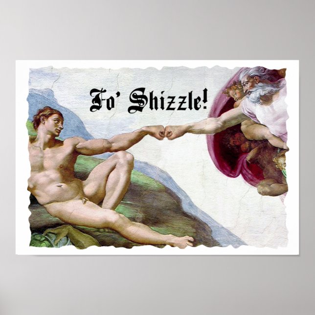 Michelangelo Skapelsen Av Mannen Fo Shizzle Knutts Poster (Framsidan)