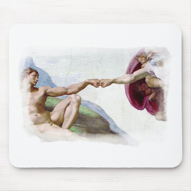 Michelangelo Skapelsen Av Mannen - Gud Adam Knuff Musmatta (Framsidan)