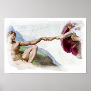 Michelangelo Skapelsen Av Mannen - Gud Adam Knuff Poster