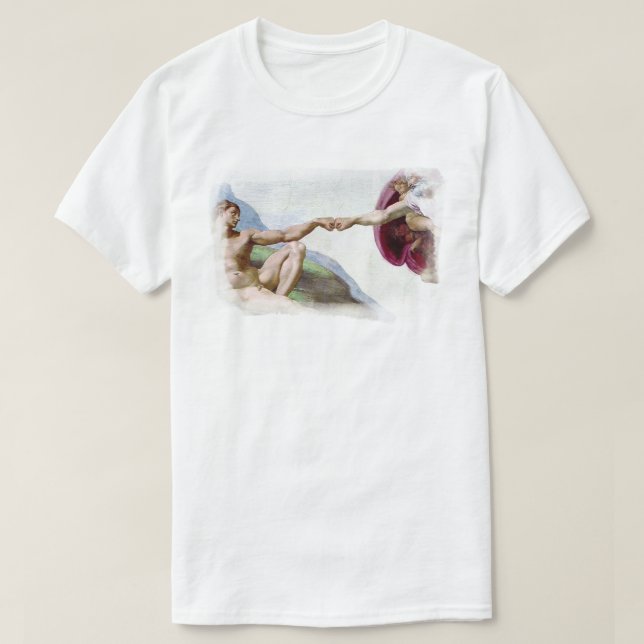 Michelangelo Skapelsen Av Mannen - Gud Adam Knuff Tee (Design framsida)