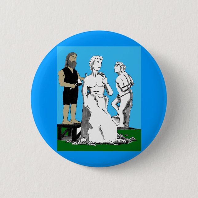 Michelangelo som snider David Knapp (Framsida)