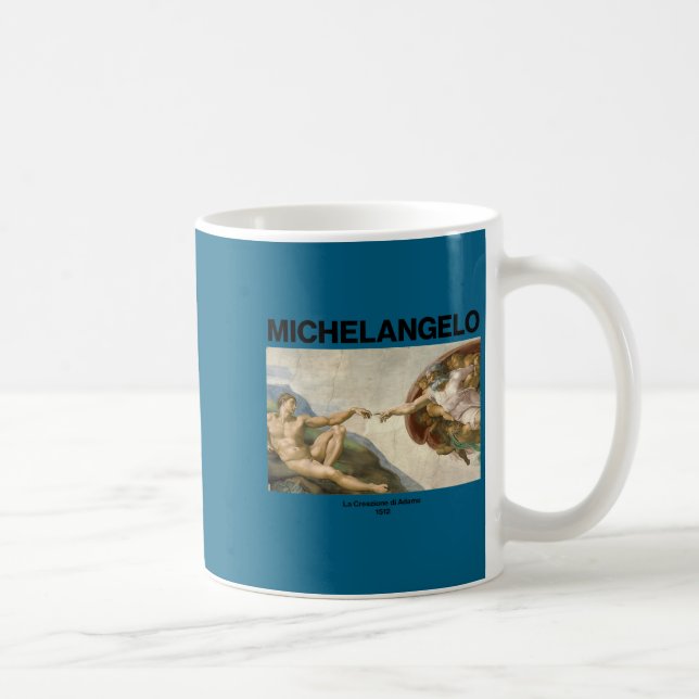 Michelangelo - The Creation Of Adam _ Famous Paint Kaffemugg (Höger)