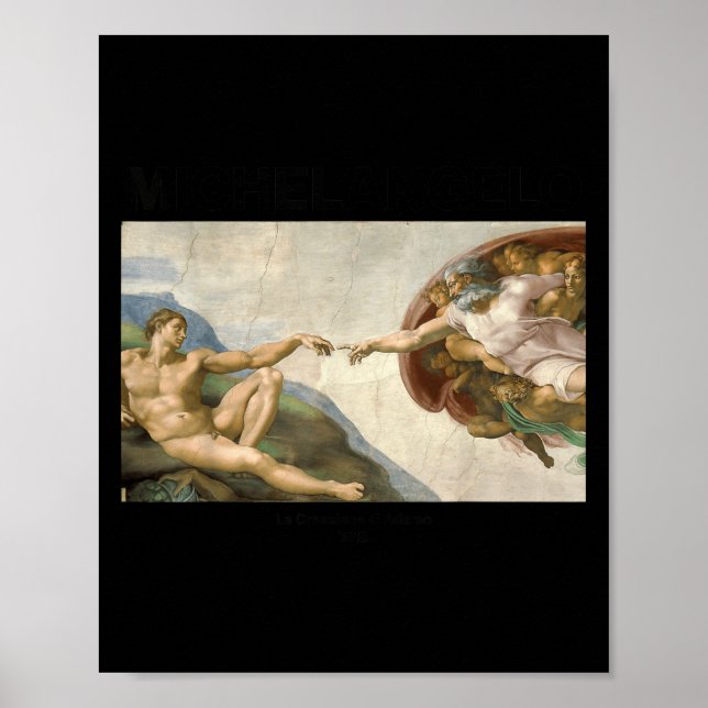 Michelangelo - The Creation Of Adam _ Famous Paint Poster (Framsidan)