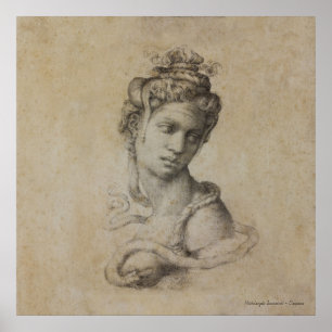 MICHELANGELOS CLEOPATRA TECKNING POSTER
