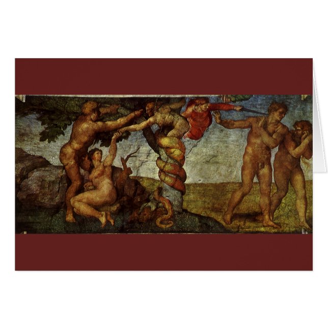 Michelangelos fall och fördrivning, Edens lustgård Hälsningskort (Framsidan Horizontal)