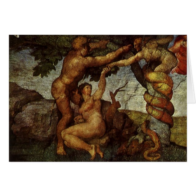 Michelangelos fall och fördrivning, Edens lustgård Hälsningskort (Framsidan Horizontal)