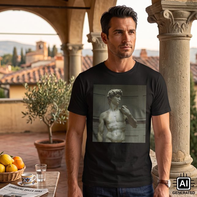 Michelangelos staty av David T-shirt (Statue of David by Michelangelo is a vintage Renaissance Era fine art 17 ft. marble statue of David.)