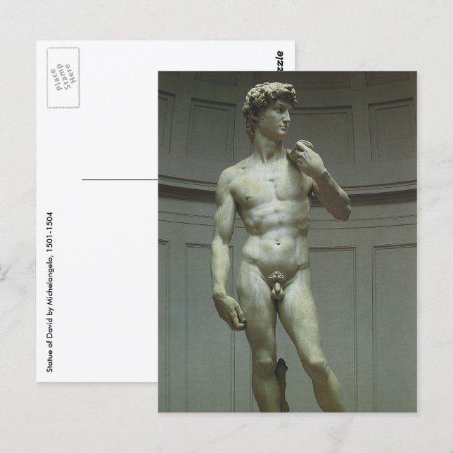 Michelangelos staty av David Vykort (Fram/baksida)