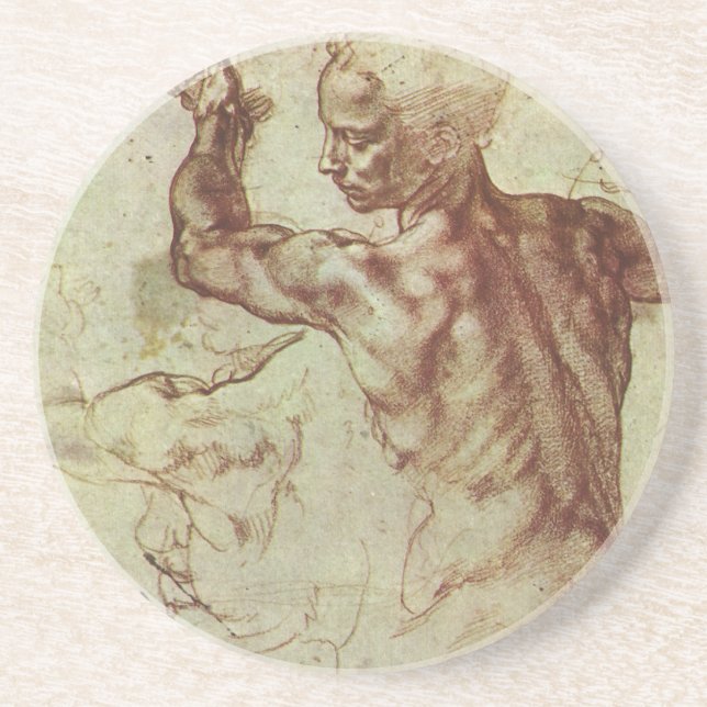 Michelangelos Studie av den libyska sibyllan Underlägg Sandsten (Framsidan)