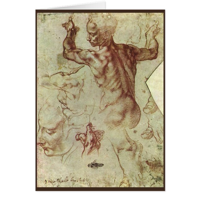 Michelangelos studie av en libysk sibyl hälsningskort (Framsidan)