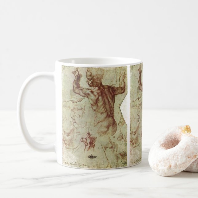 Michelangelos studie av en libysk sibyl kaffemugg (Med munk)