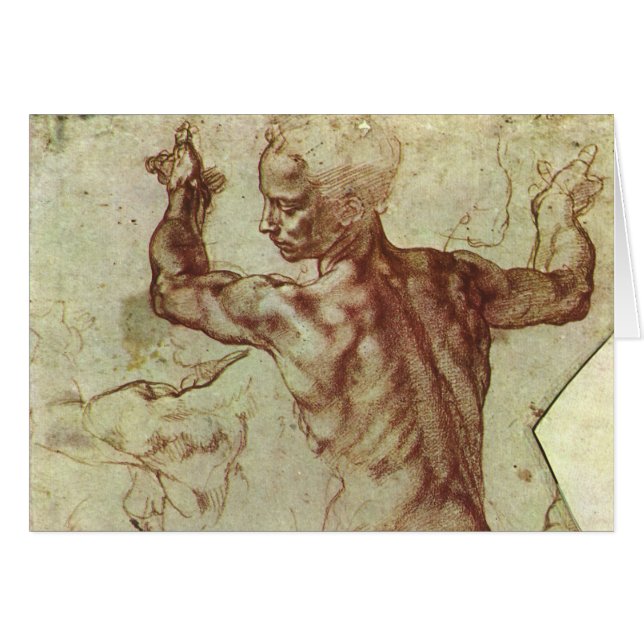 Michelangelos Studie av en libysk sibylla Hälsningskort (Framsidan Horizontal)
