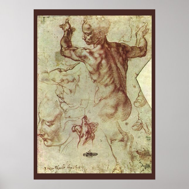Michelangelos undersökning av Libyan Sibyl Poster (Framsidan)