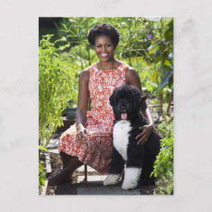 Michele & Bo Obama Vykort