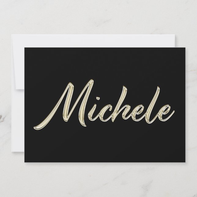 Michele Name white gold Handwriting Karte Kort (Framsida)