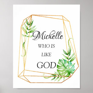 Michelle Namn Betydelse Blommor Ram Tropisk Poster