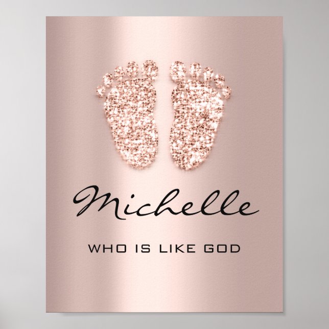 Michelle Namn betyder Nyfödd bebis Feet Ro Gift Poster (Framsidan)