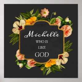 Michelle Namn Blommigt Royal Birthday Mint Poster