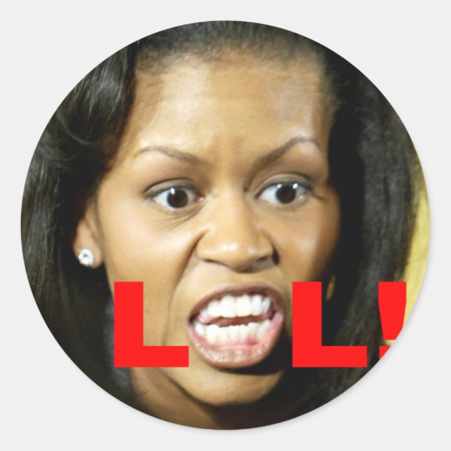 Michelle Obama LOL Runt Klistermärke (Framsida)